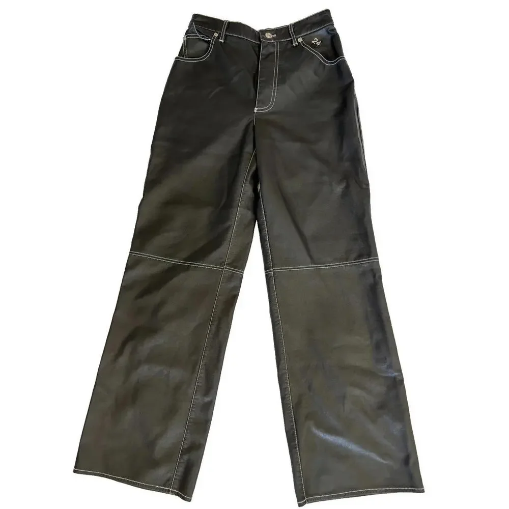 Free People‎ black faux leather pants size 6 new without tags #1